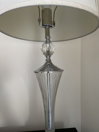 Tall silver and crystal lamp