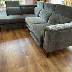 L shaped one recliner sofa
