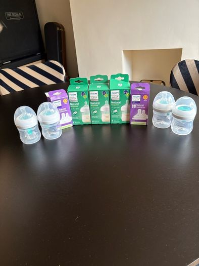 Philips Avent Glass + Phillips anti-colic  Natural Response Baby Bottles