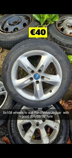 Various Sets & Singles of 5x108 Steel wheels & Alloys to Suit Ford , Volvo & Jaguar 15" 16" 17" 18" inch with 63.5 c/b @ OCG