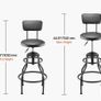 Shop Stool with Backrest 360 Swivel Adjustable Height Roller Creeper Seat Image 7