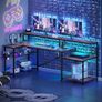 181CM L Shaped Corner Desk with Power Outlets LED Lights Image 3