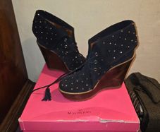 Mulberry Ink Blue Studded Wedges Size 41