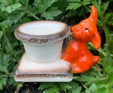 Vintage Goebel Ceramic Terrier Dog Candle Holder Figurine