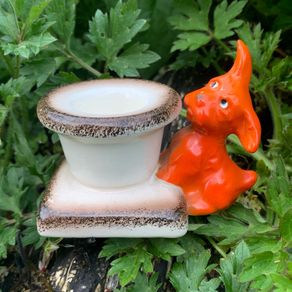 Vintage Goebel Ceramic Terrier Dog Candle Holder Figurine
