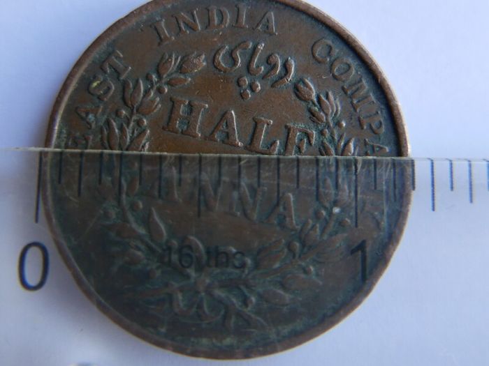 India-british, 1/2 Anna, 1835, Copper Coin