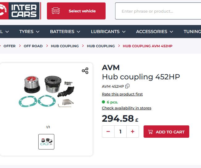 AVM Locking Hub coupling 452HP - Nissan Terrano