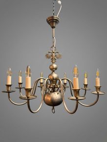 Vintage Chrome Flemish Eight Branch Chandelier