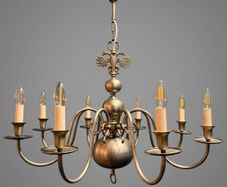Vintage Chrome Flemish Eight Branch Chandelier