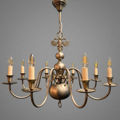 Vintage Chrome Flemish Eight Branch Chandelier
