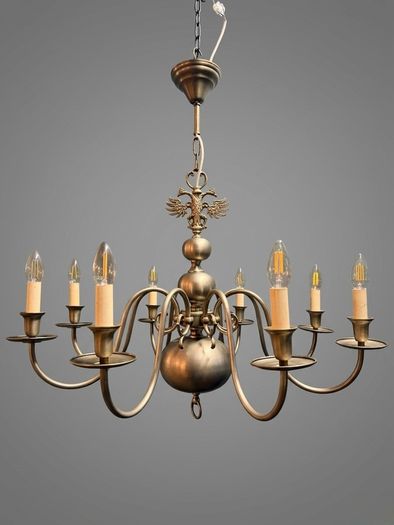 Vintage Chrome Flemish Eight Branch Chandelier