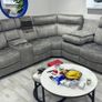 New Sand & Grey Hampton Electric Recliner Corner Sofa Image 4
