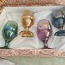 Vtg Set Of 4 ART DECOR Italian Colored Handblown W/24k Gold Rims Boxed. Image 4