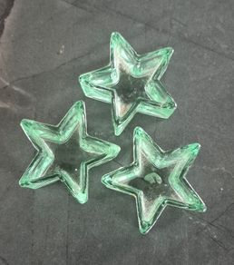 Set of 3 beautiful 5-point star-shaped glass dishes / candle holders
