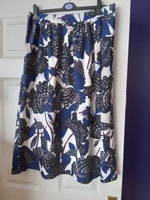 Marks and spencers blue and white patterned midi length skirt