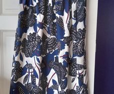 Marks and spencers blue and white patterned midi length skirt