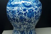 Large 18th Century Delft Blue White Vase 27cm Hand Painted Floral Bird Ceramic
