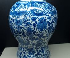 Large 18th Century Delft Blue White Vase 27cm Hand Painted Floral Bird Ceramic