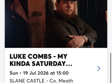 Luke Combs Tickets Sunday 19th July