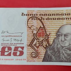 Irish 1979 "Scotus"  Five pound banknote in A/UNCIRCLULATED condition