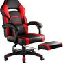Computer Chair, Gaming Executive With Footrest Red Image 9