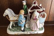Vintage horses and carriage with figurines cinderella style ornament