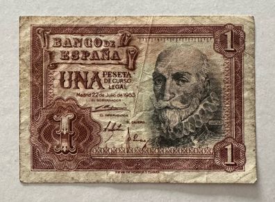 Spain 1 Peseta 1953 Banknote