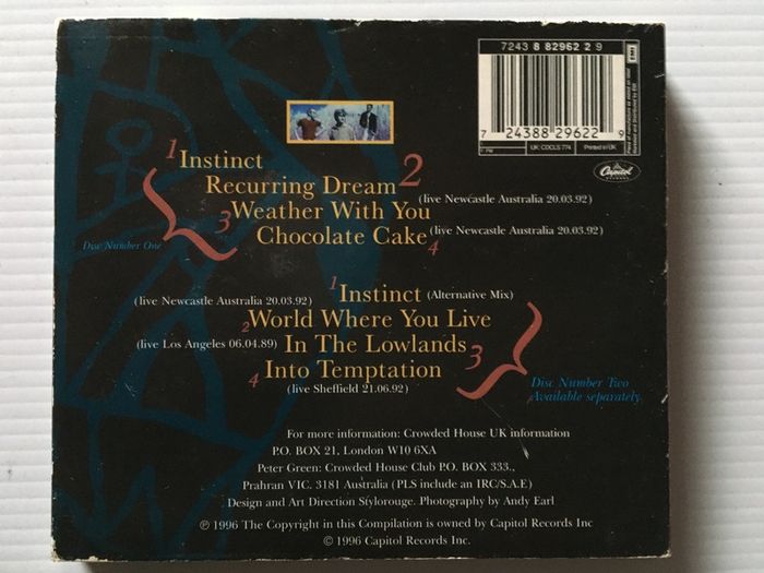 Crowded House [1996] Instinct (CD-1 Digipack Single)