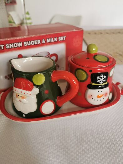 Ceramic Sugar and Milk Set with Tray