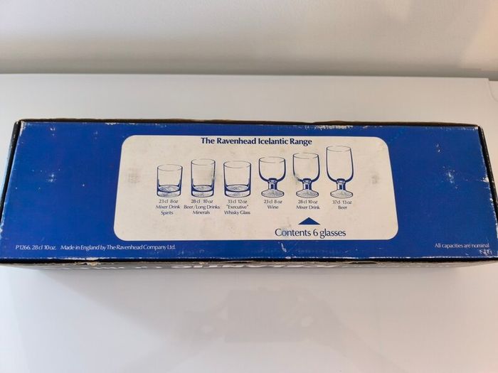 Vintage Ravenhead Icelantic Set of 6 Mixer Drink Goblets Boxed Made in England