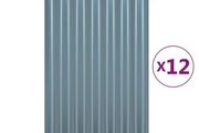 Roof Panels 12 pcs Galvanised Steel Grey 60x36 cm
