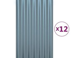 Roof Panels 12 pcs Galvanised Steel Grey 60x36 cm