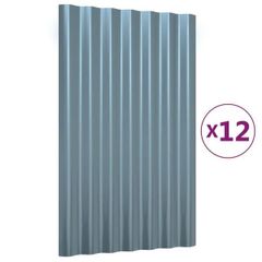 Roof Panels 12 pcs Galvanised Steel Grey 60x36 cm