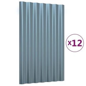 Roof Panels 12 pcs Galvanised Steel Grey 60x36 cm