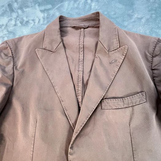 Lubiam Studio Mens 100% Cotton Blazer - Size EU 48 R - Brown - Single Breast
