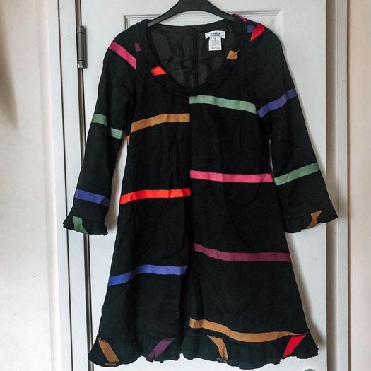 Sonia Rykiel signature multi colour stripe black dress