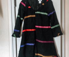 Sonia Rykiel signature multi colour stripe black dress