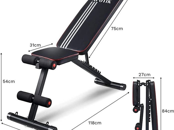 Adjustable Weight Bench, Multifunctional Weight Bench, Folding Fitness Bench for Strength Training at Home, with Flat Decline for Full Body Training (FREE POSTAGE)