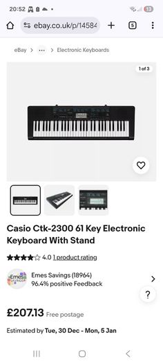 Casio keyboard with stand