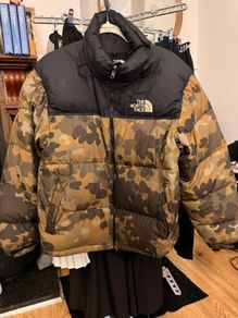 North Face Camo Nuptse 700 green black