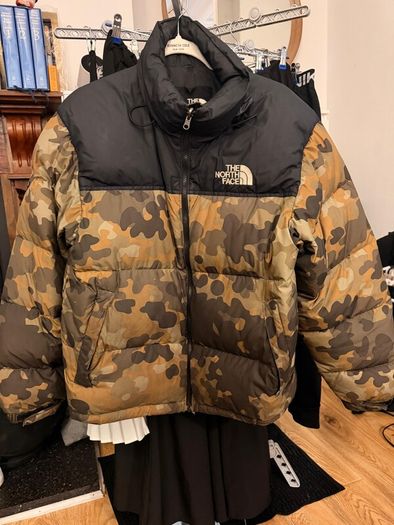 North Face Camo Nuptse 700 green black