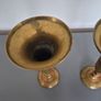 2 Vintage Brass Flower Vases Etched and Painted  Made In India 22cm tall Image 6