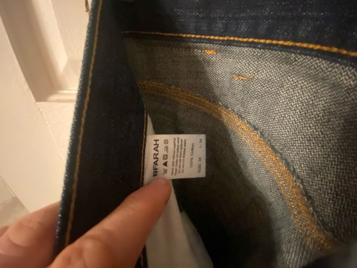 Mens Farah Navy jeans 34/34