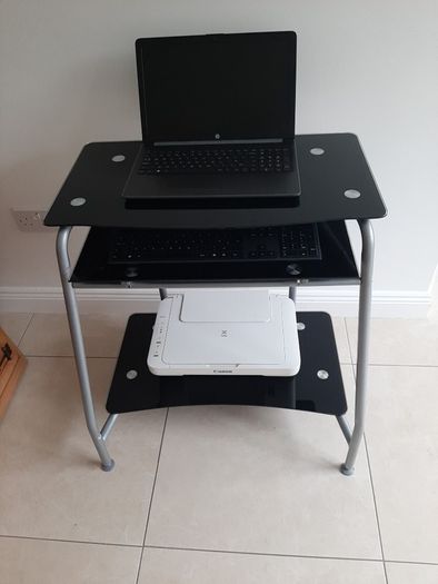 Black Glass Console Desk