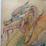 picture highly stylized psychedelic fantazy dragon drawing signed kew Garrett 1987 Image 2