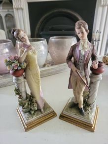 Pair of Capodimonte Porcelain Figurines