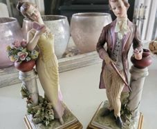 Pair of Capodimonte Porcelain Figurines