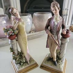 Pair of Capodimonte Porcelain Figurines