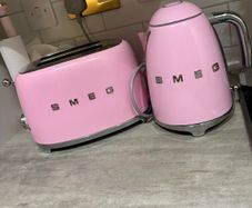 Pink smeg kettle and toaster