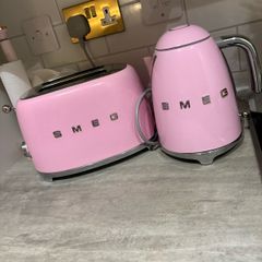 Pink smeg kettle and toaster